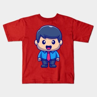 Fatty Male Employee Cartoon Kids T-Shirt